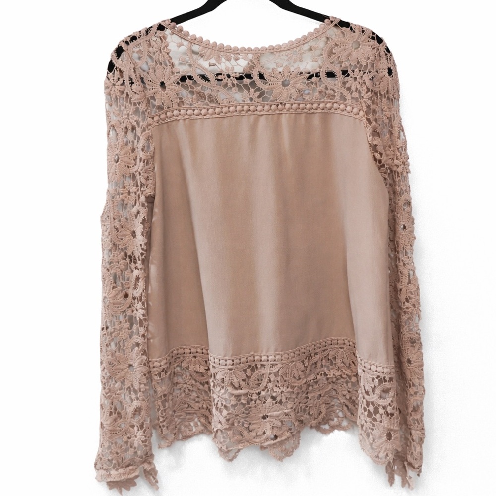 NWT Eileen Fisher Floral Lace Blouse - Blush Pink - Picture 4 of 4